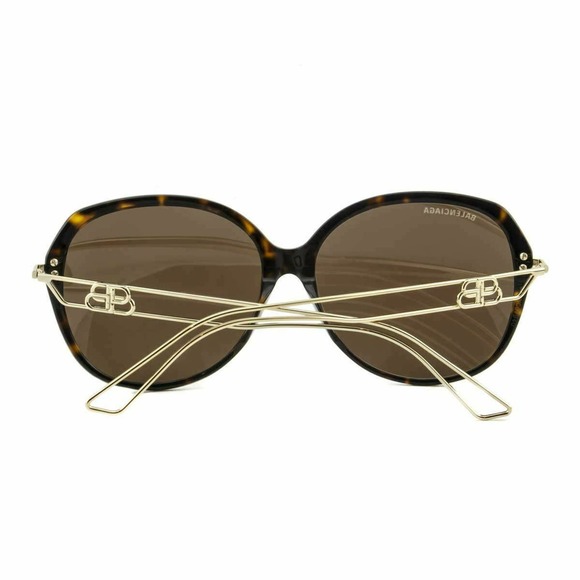 Balenciaga Oversized Round Havana Brown Acetate & Gold Frame Non-Polarized - Picture 8 of 8